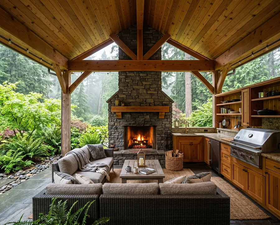 Outdoor living space and terrace
