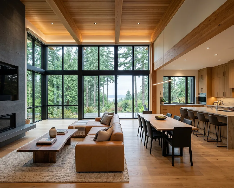 Open-concept remodel with vaulted ceiling