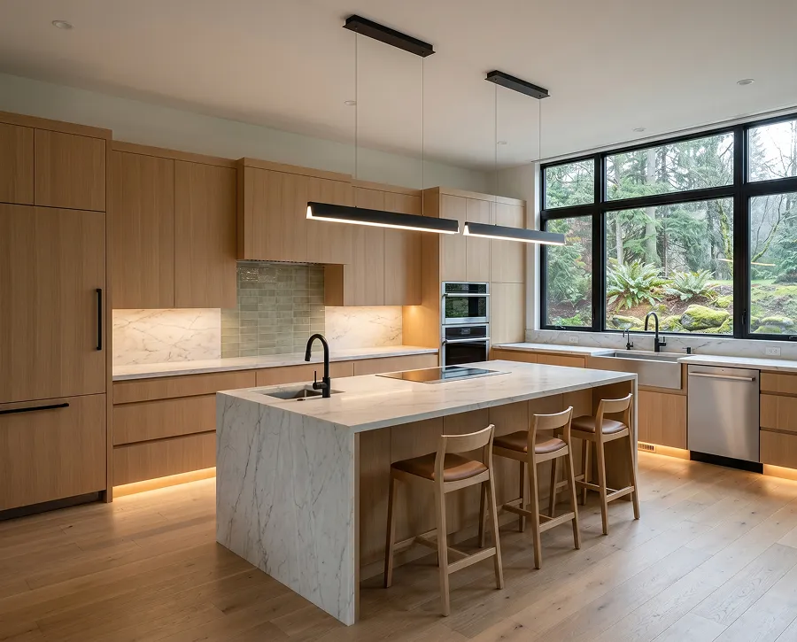 Flawless flooring transitions in a remodeled space