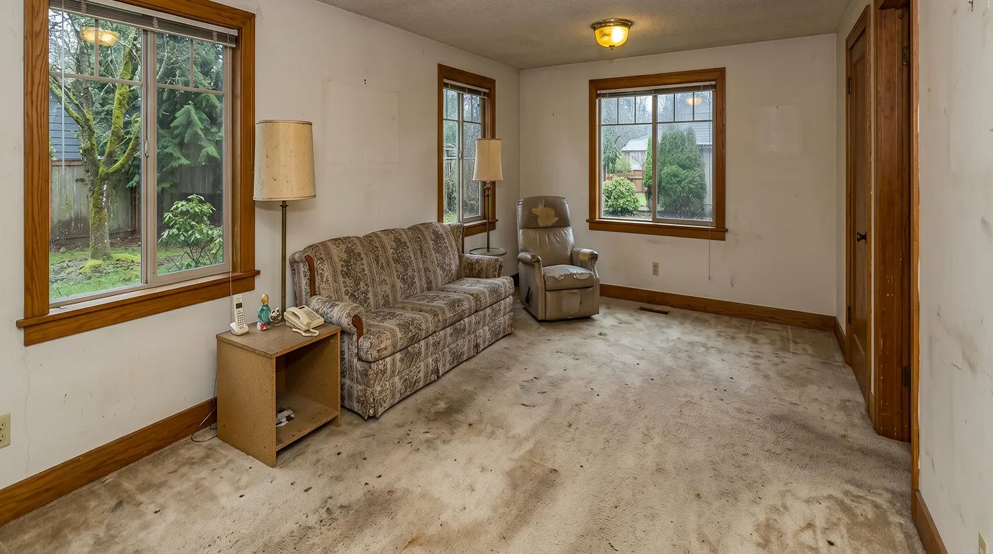 Before: original interior, prior to structural and finish remodel