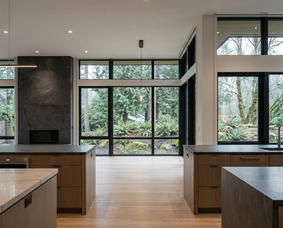 Open-concept remodel with vaulted ceiling