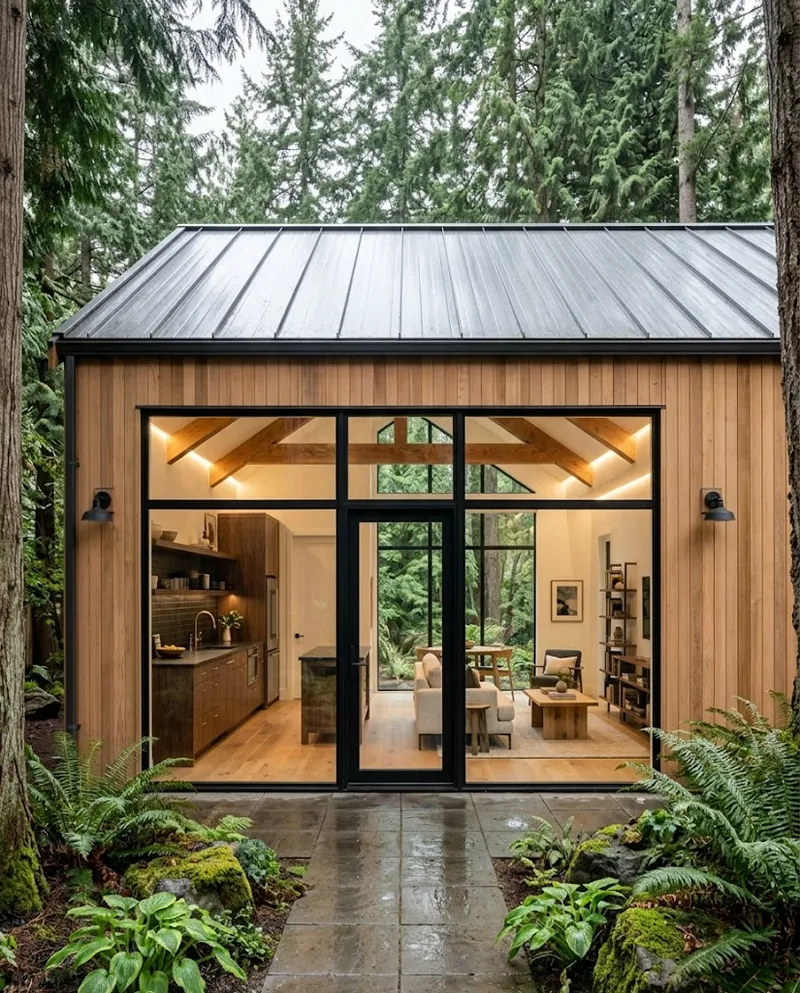 Indoor-outdoor living with sliding glass system and loggia