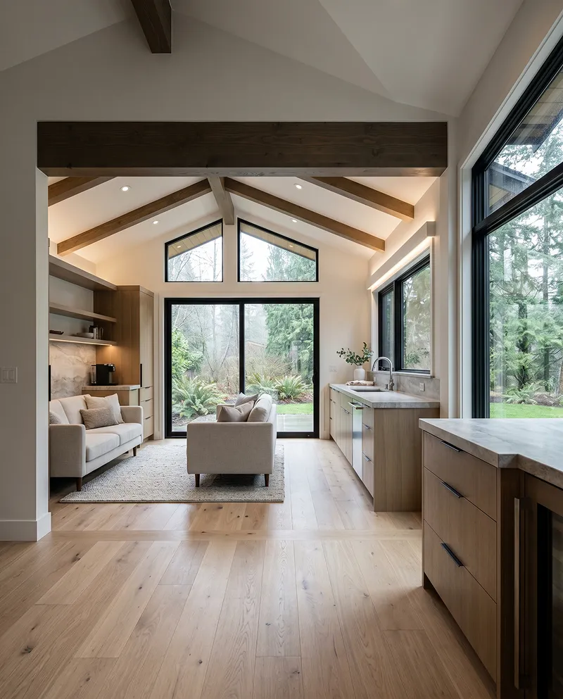 Bespoke kitchen with Calacatta island and European oak cabinetry