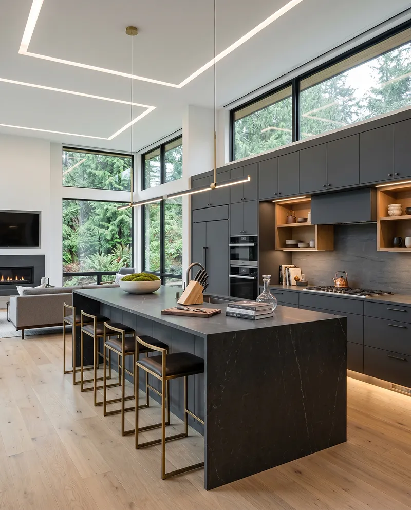 Bespoke kitchen with Calacatta island and European oak cabinetry