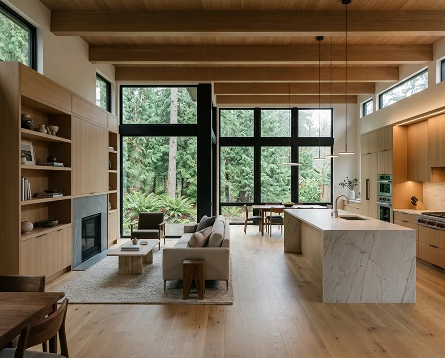 Flawless flooring transitions in a remodeled space