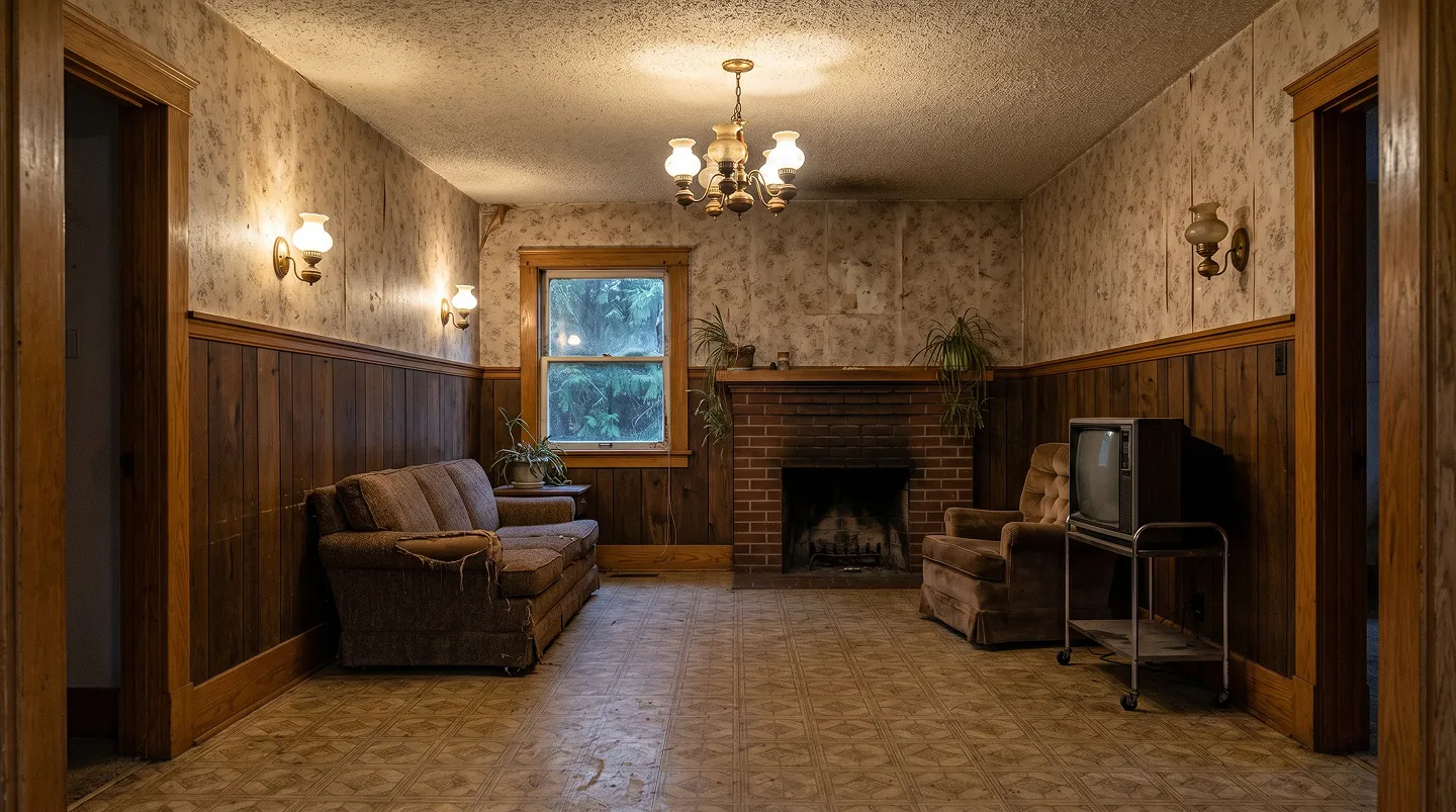 Before: original interior, prior to structural and finish remodel