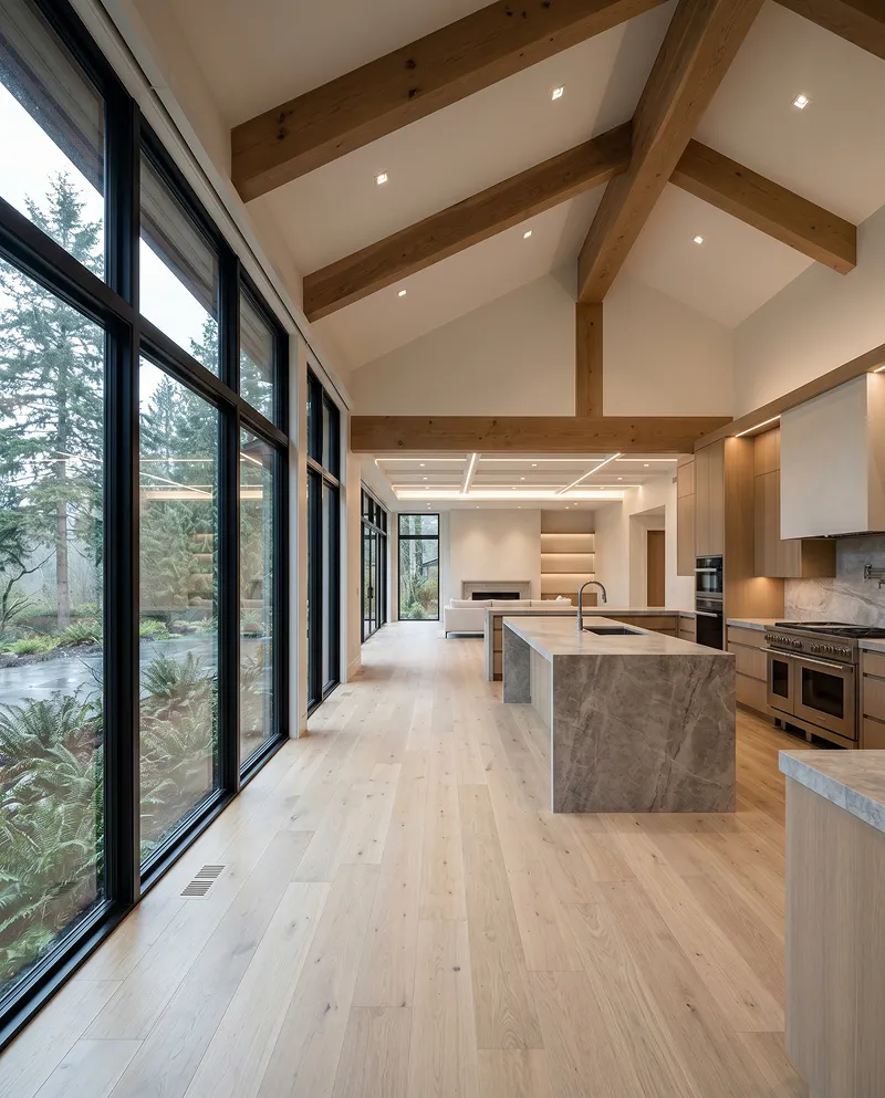 Bespoke kitchen with Calacatta island and European oak cabinetry