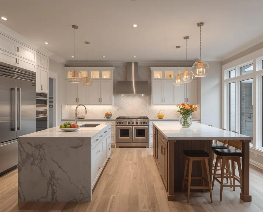 La Jolla kitchen remodel — Calacatta island and European oak cabinetry