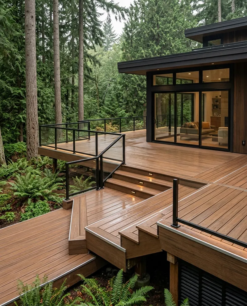Living room renovation with vaulted ceiling and large fenestration
