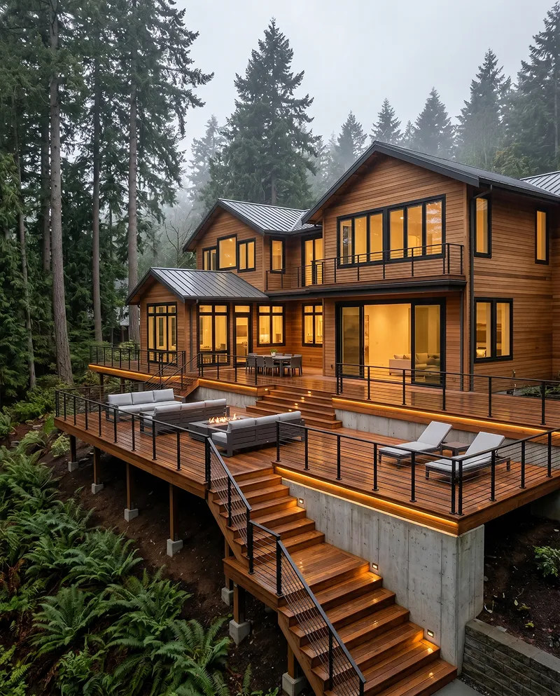 Indoor-outdoor living with sliding glass system and loggia